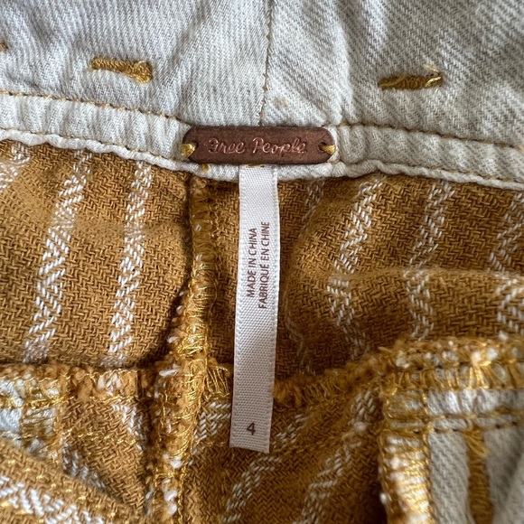 Free People Rumors Textured Harem Pants 100% Cotton Yellow/White Size 4 - Picture 5 of 6